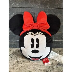 Disney Store Minnie Mouse Head Travel Pillow Plush 13" X 12" Face Stuffed Toy